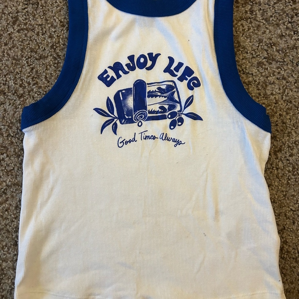 Women’s Blue and White sardine Tank Top